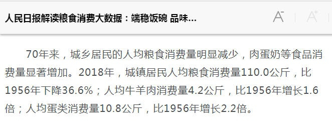 2018年，城镇居民人均粮食消费量110.0公斤，比1956年下降36.6%.jpg