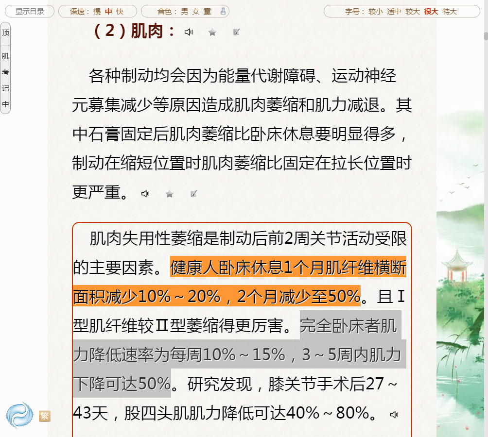 健康人卧床休息1个月肌纤维横断面积减少10%～20%，2个月减少至50%.jpg